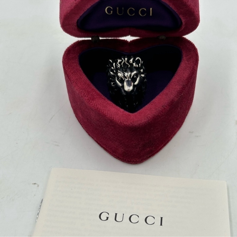 Women’s Gucci, Lionhead, motif sterling silver ring size 8/8.5 made in Italy - Picture 2 of 8